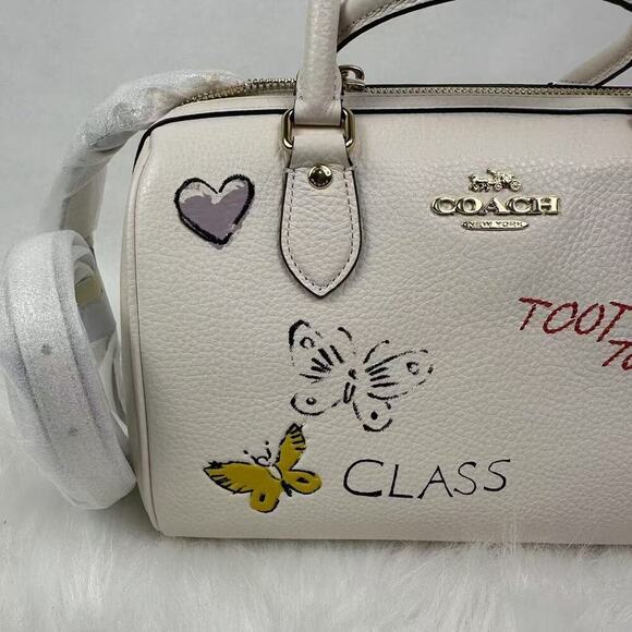 Coach Rowan Satchel Crossbody Bag With Sketch Print In Chalk Leather CAK19 NWT - Picture 10 of 13